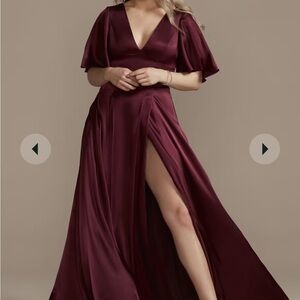 David’s bridal Charmeuse Flutter-Sleeve A-Line Dress